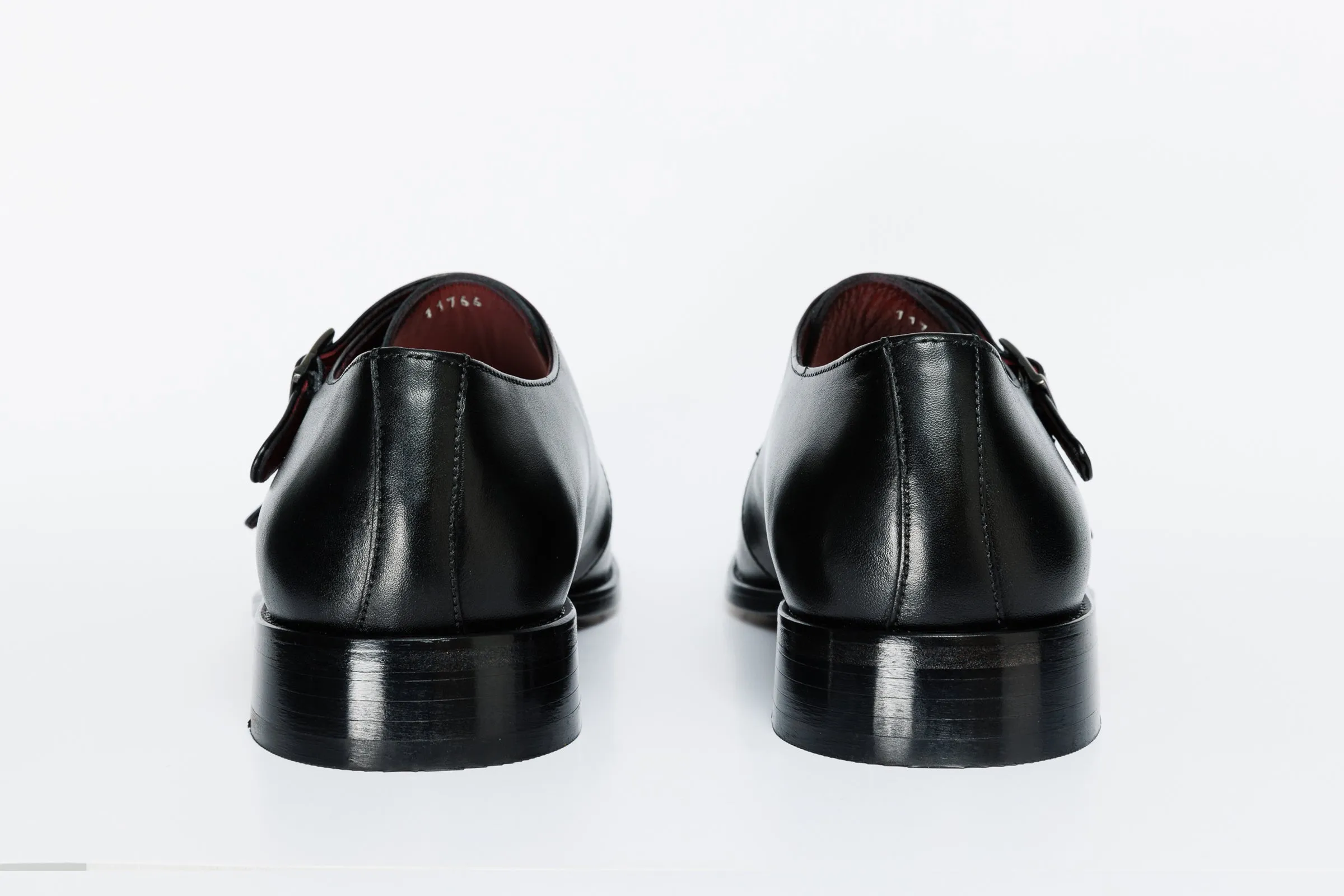 energy-boost The Essen Black Leather Cap Toe Double Monk Strap Men Shoe