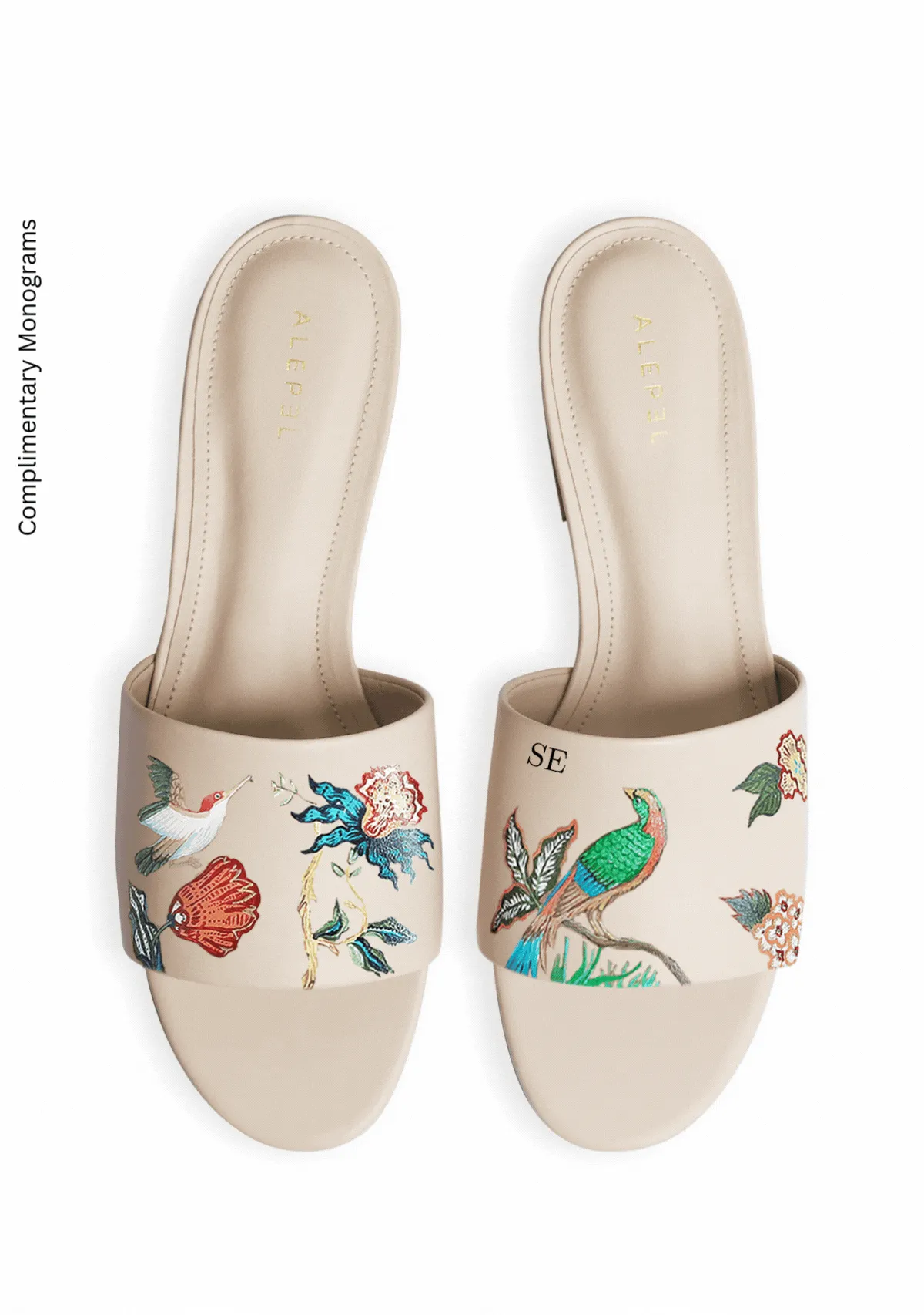 Ergonomic Foam Bird Floral Beige Slide