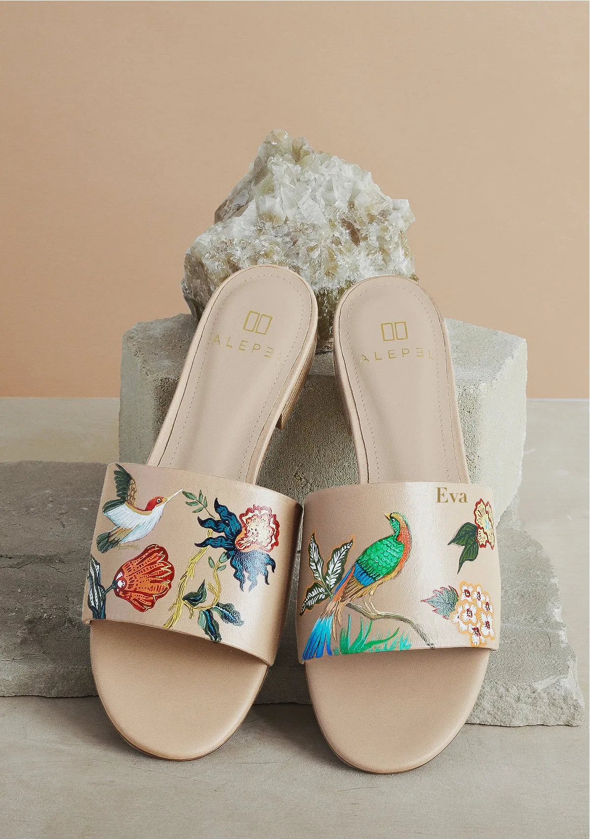Ergonomic Foam Bird Floral Beige Slide