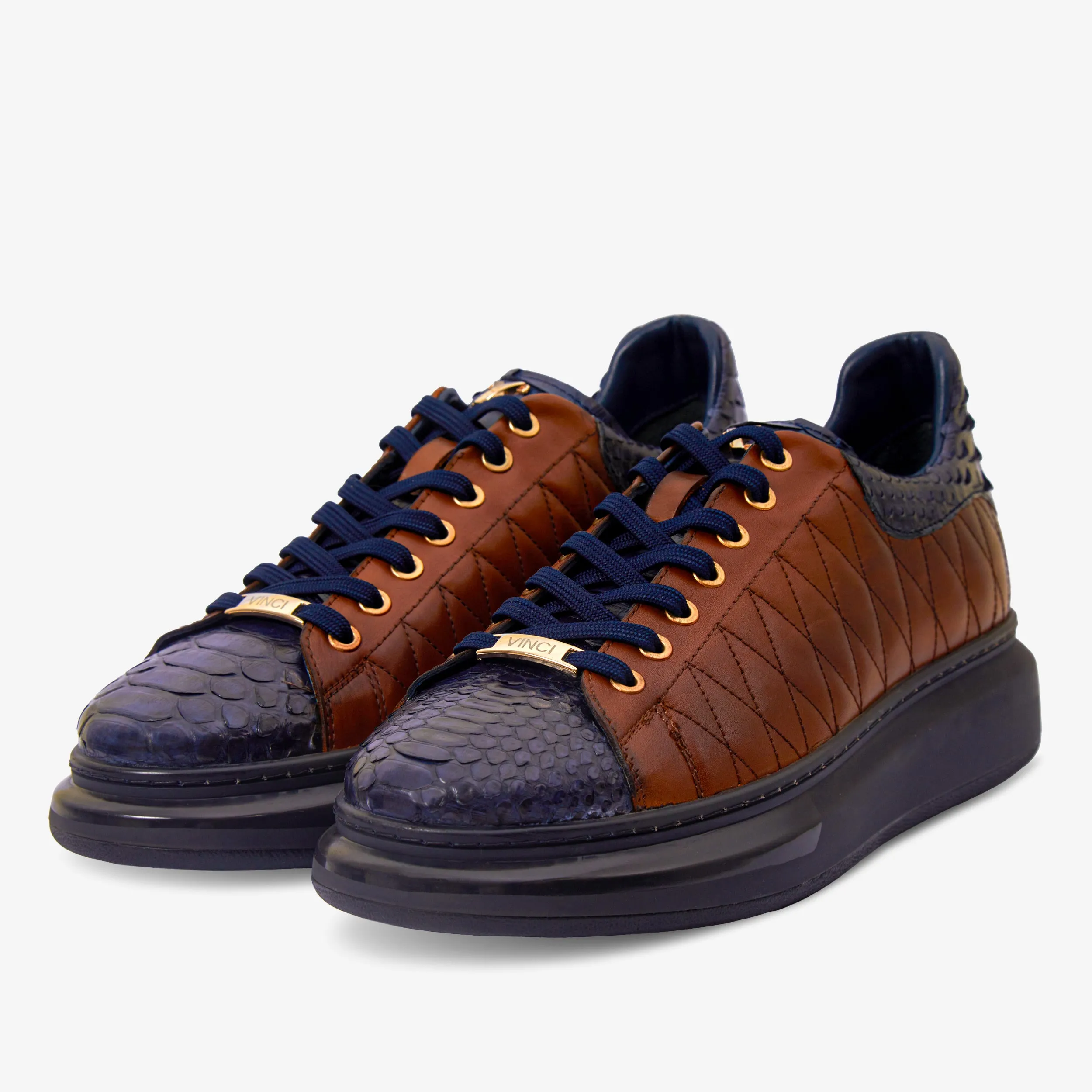 ergonomic The Adler Pyht  Snk Skin Tan & Navy Men Sneaker