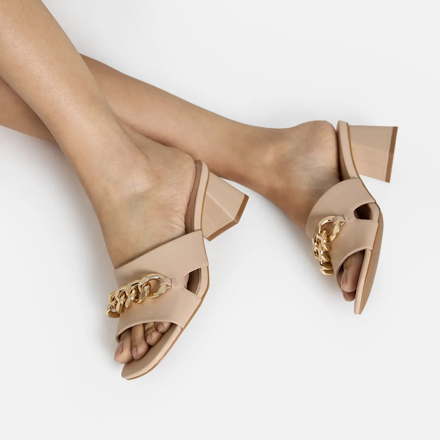 Evie Sandal Heel | Nude Leather Travel Heels