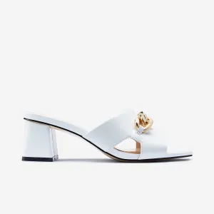Evie Sandal Heel | White Leather Ultra High Heels