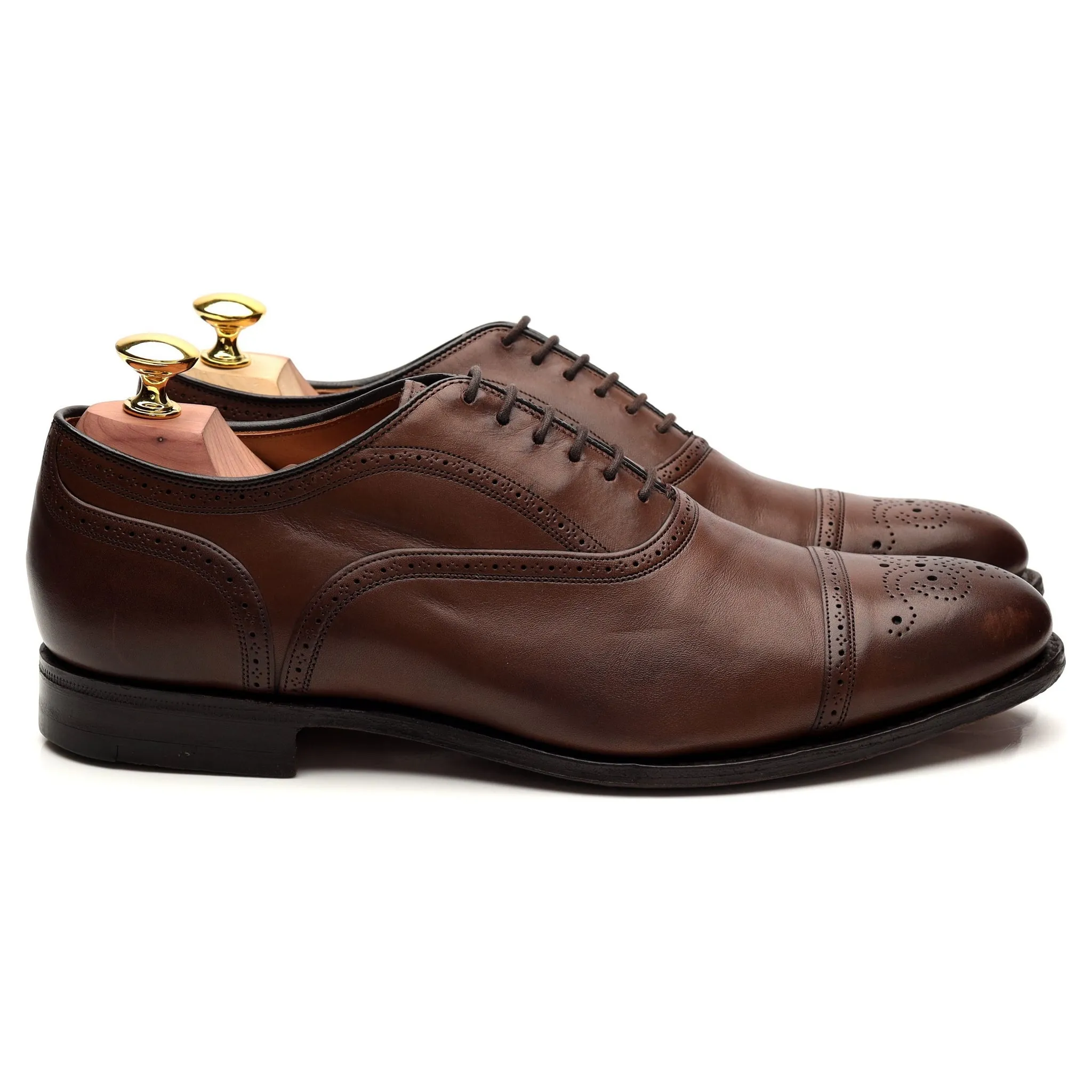 Versatile Fit Quick Office Style 'Leek' Brown Leather Oxford Brogue UK 7 G
