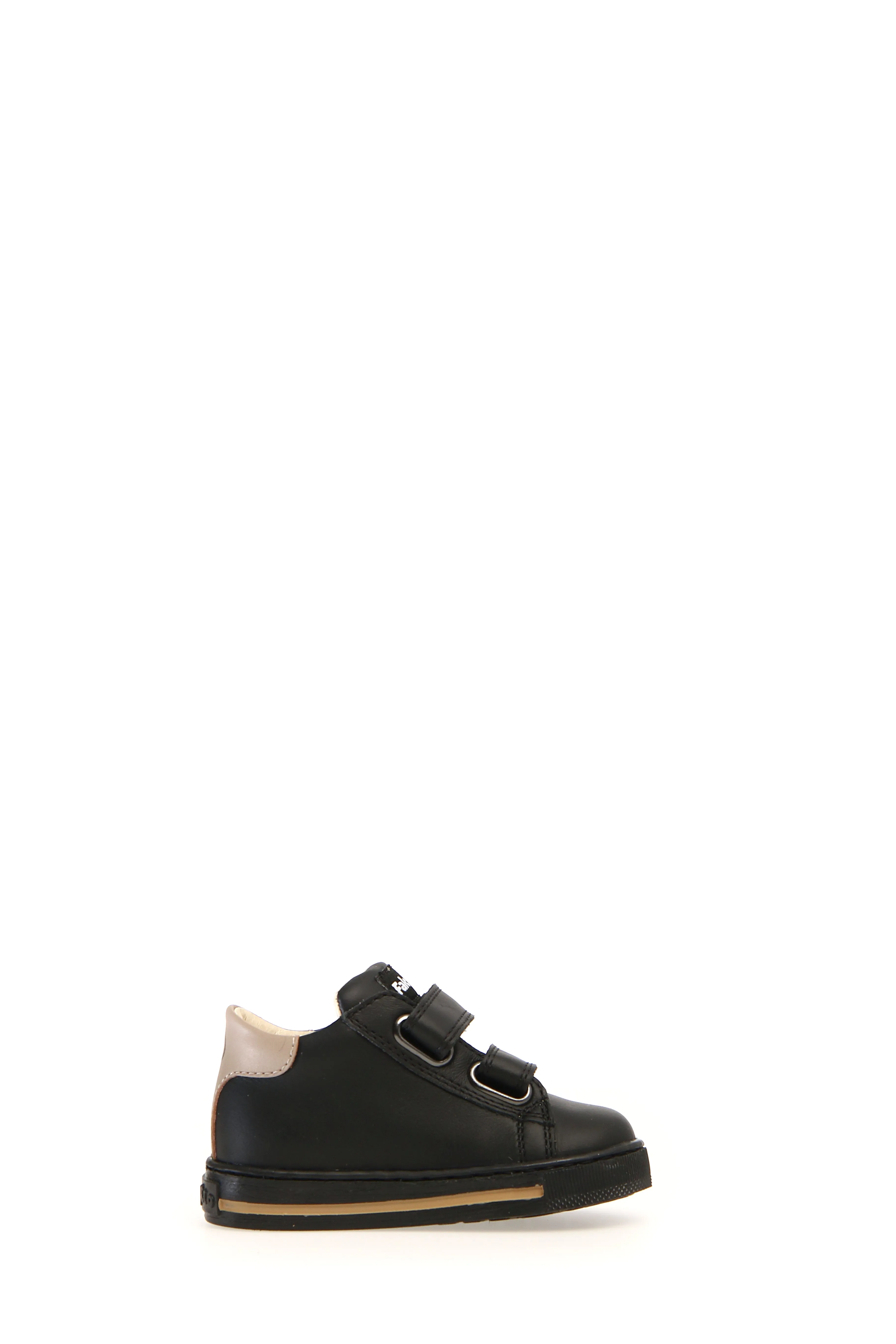 Falcotto Boy's and Girl's New Leryn Calf Sneakers, Black/Taupe Canvas Trim