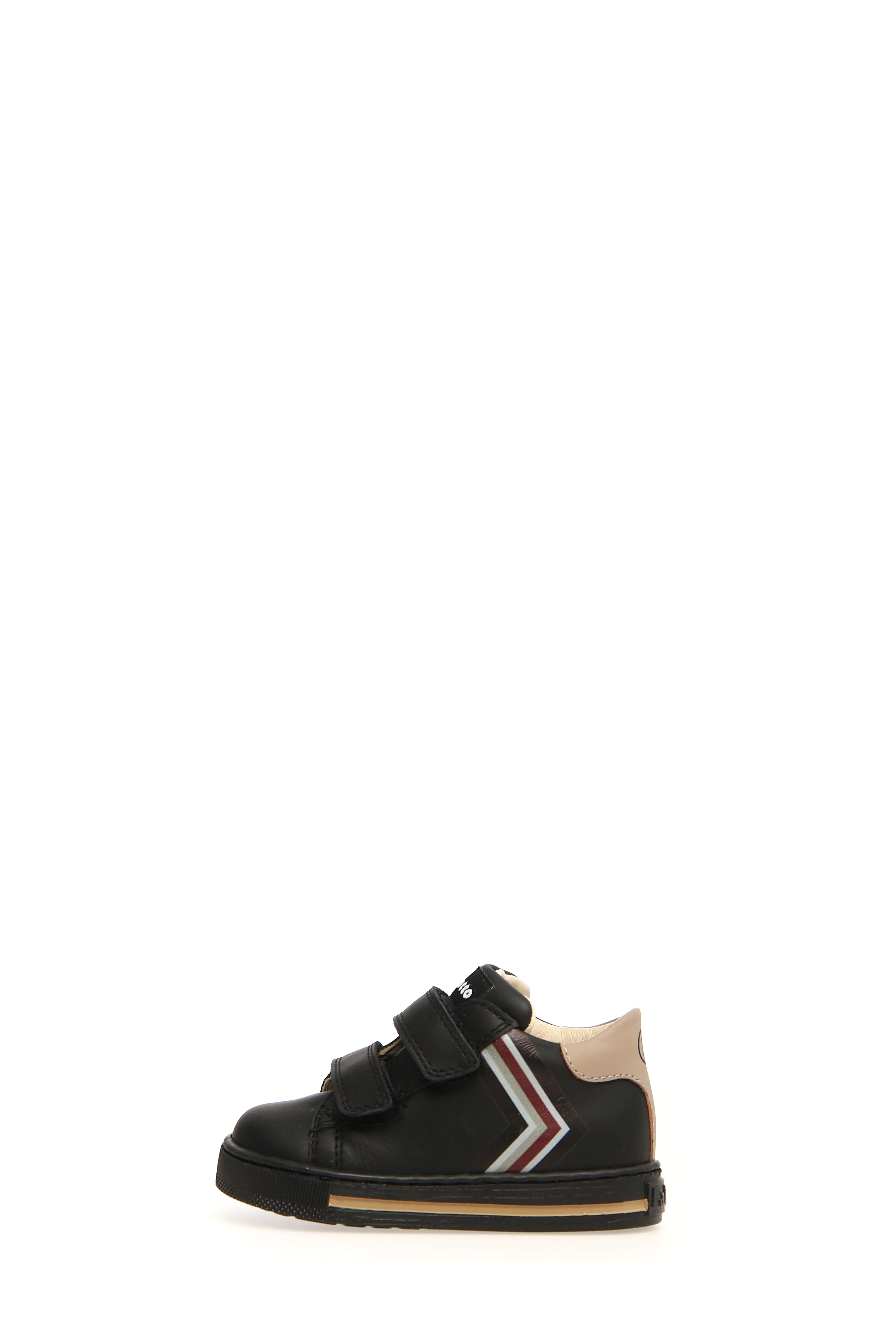 Falcotto Boy's and Girl's New Leryn Calf Sneakers, Black/Taupe Canvas Trim