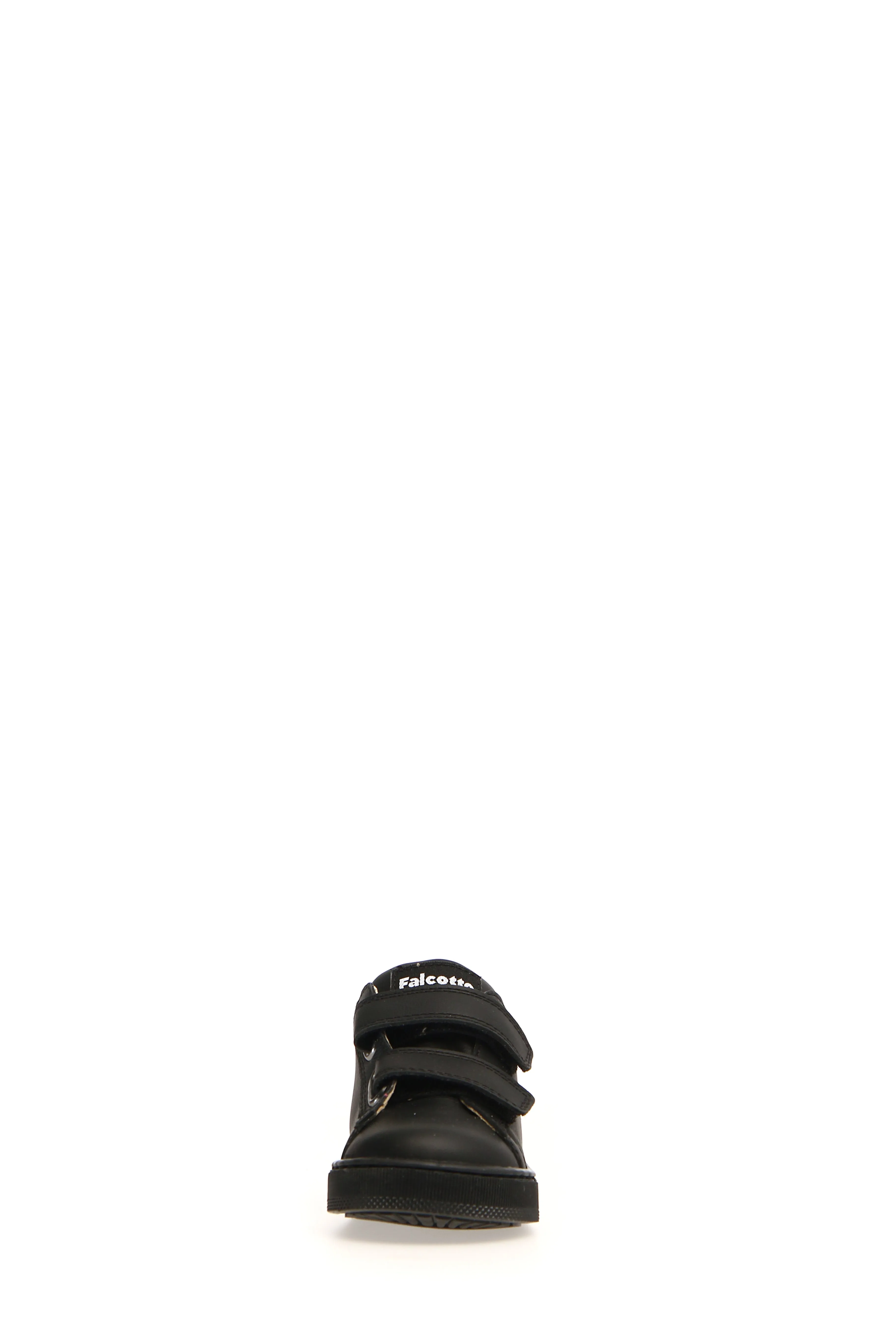 Falcotto Boy's and Girl's New Leryn Calf Sneakers, Black/Taupe Canvas Trim