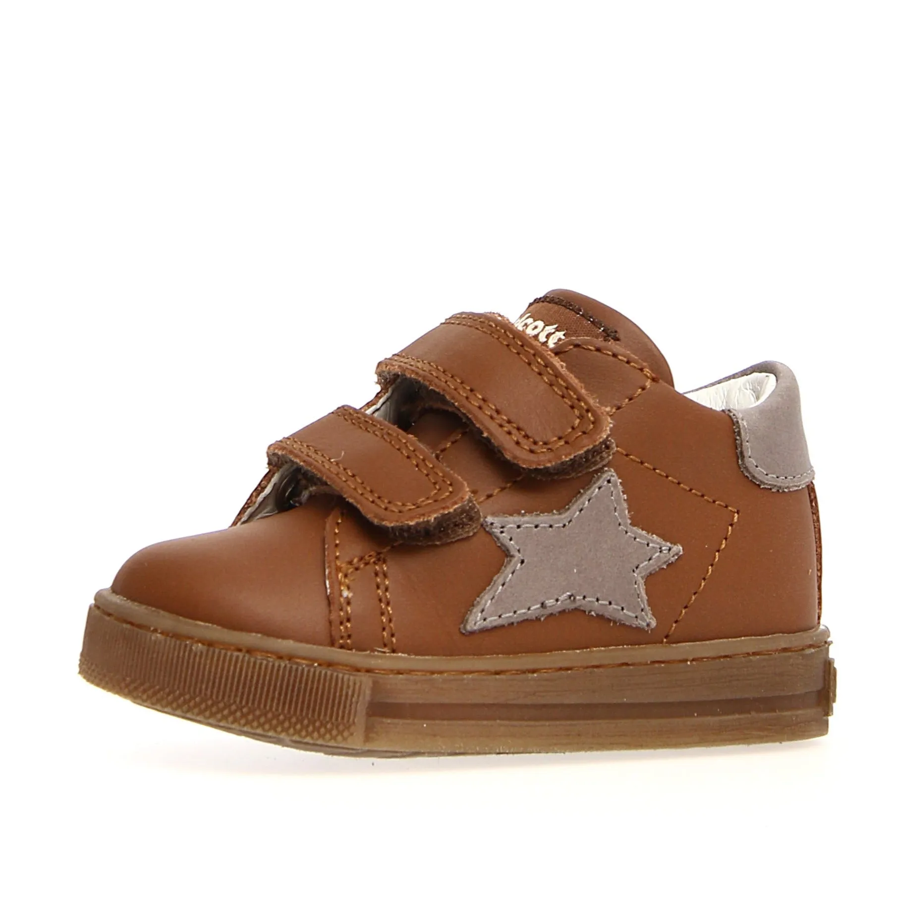 Slip - on kids' shoes Falcotto Girl's and Boy's Sasha Vl Calf Fashion Sneakers - Cuoio/Dark Grey