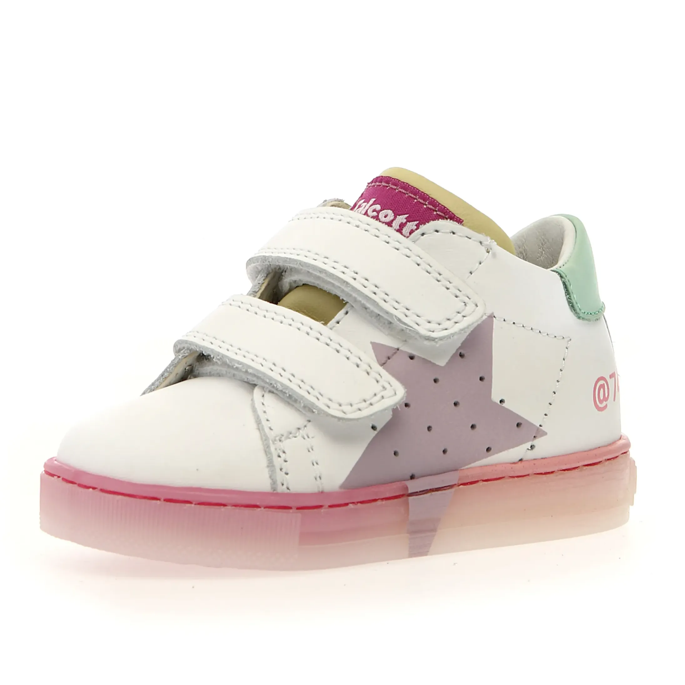 Falcotto Girl's Salazar 3 Vl Casual Shoes - White / Mint / Lilac Soft fabric for kids