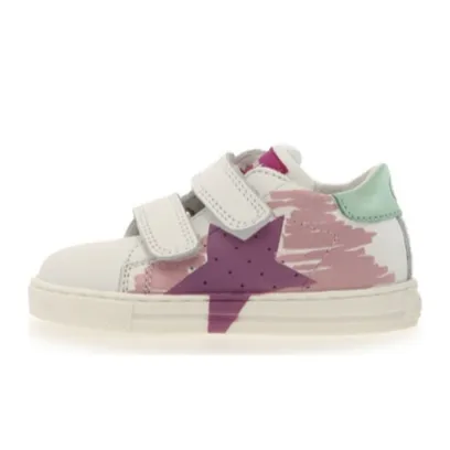 Falcotto Girl's Salazar Painted Vl Casual Shoes - White / Pink / Deep Pink High - top kids' shoes