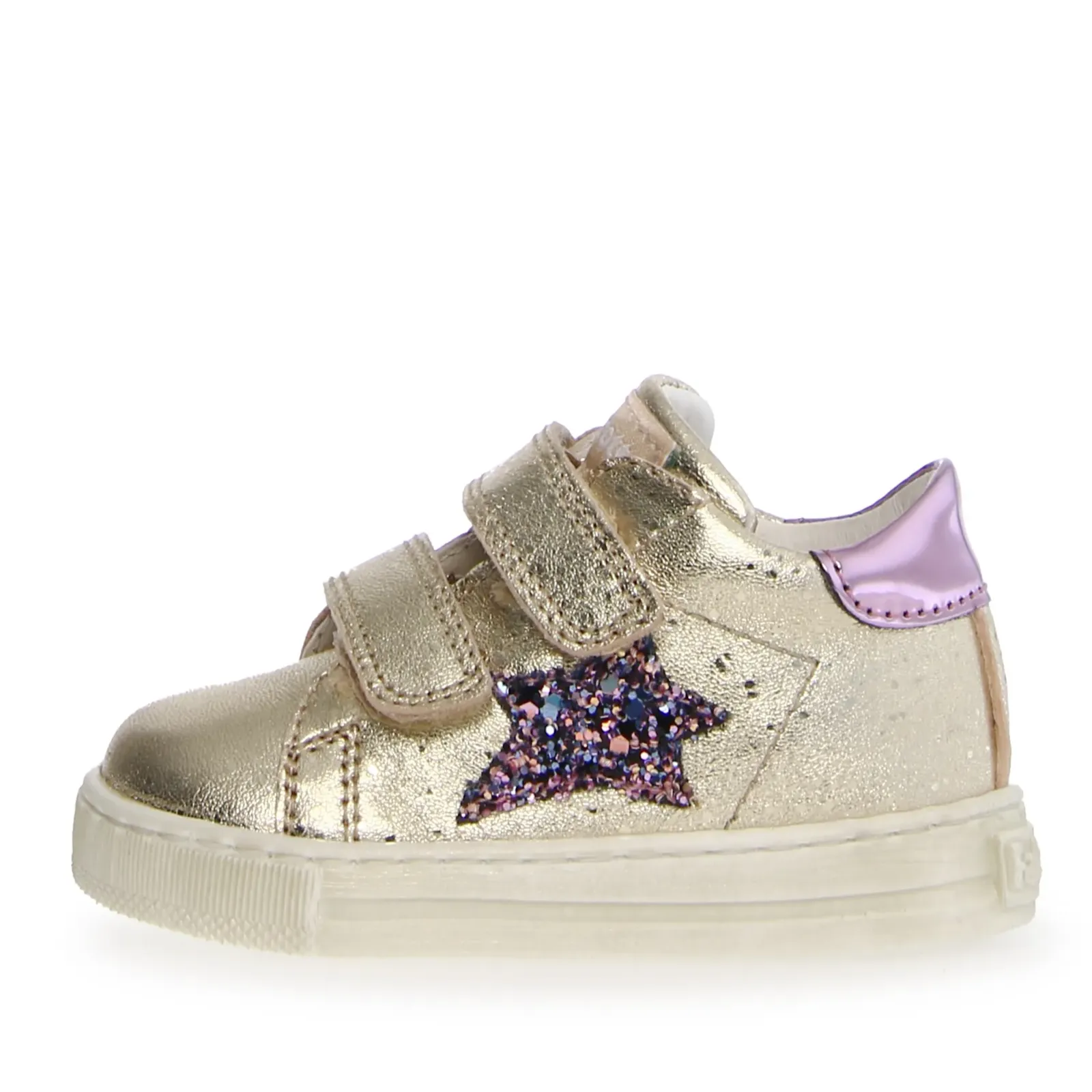 Falcotto Sasha Vl Girl's Casual Shoes - Platinum/Pink Embroidered Details