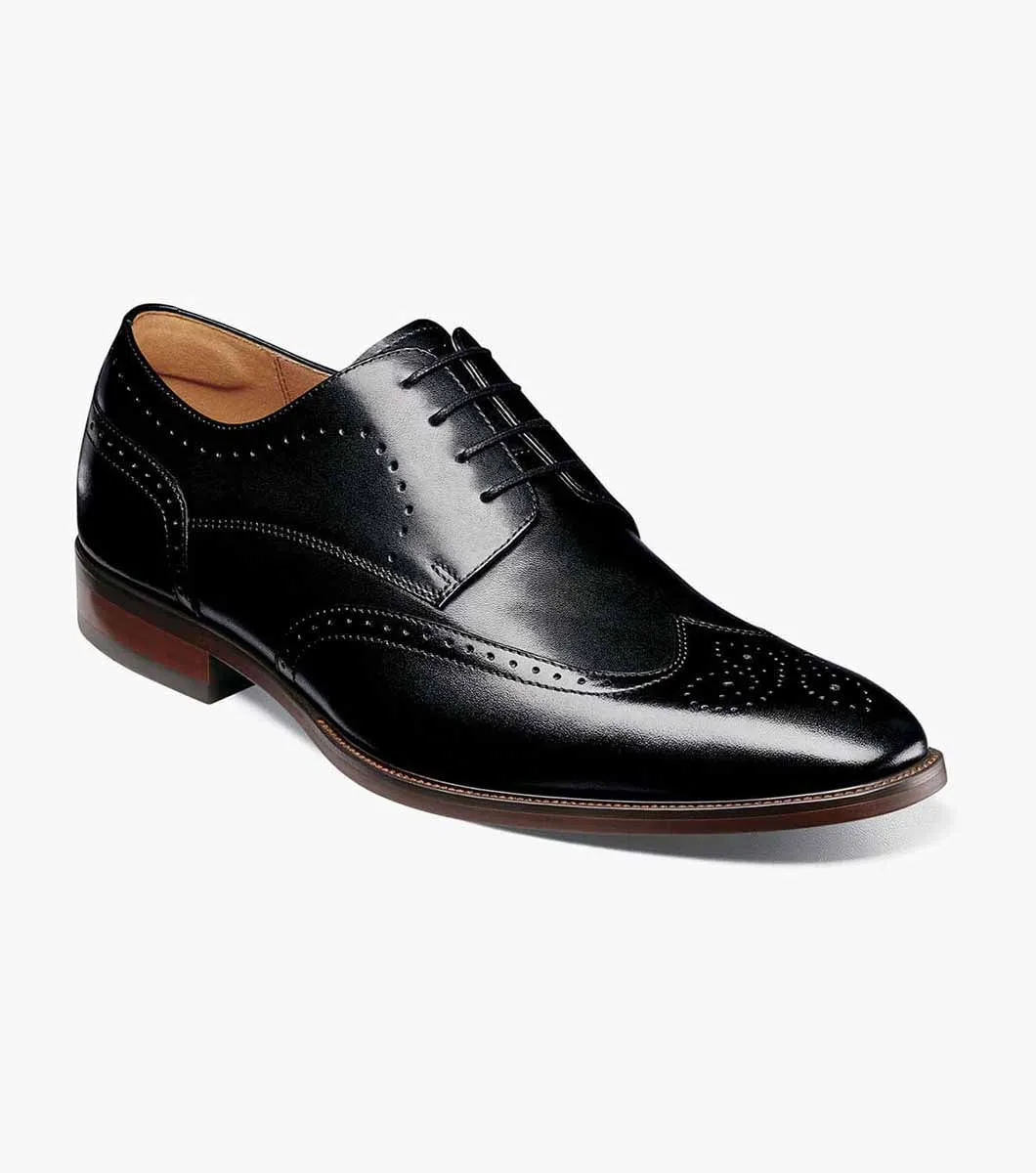fashionable footwear Sorrento Wingtip Oxford-Black | Florsheim