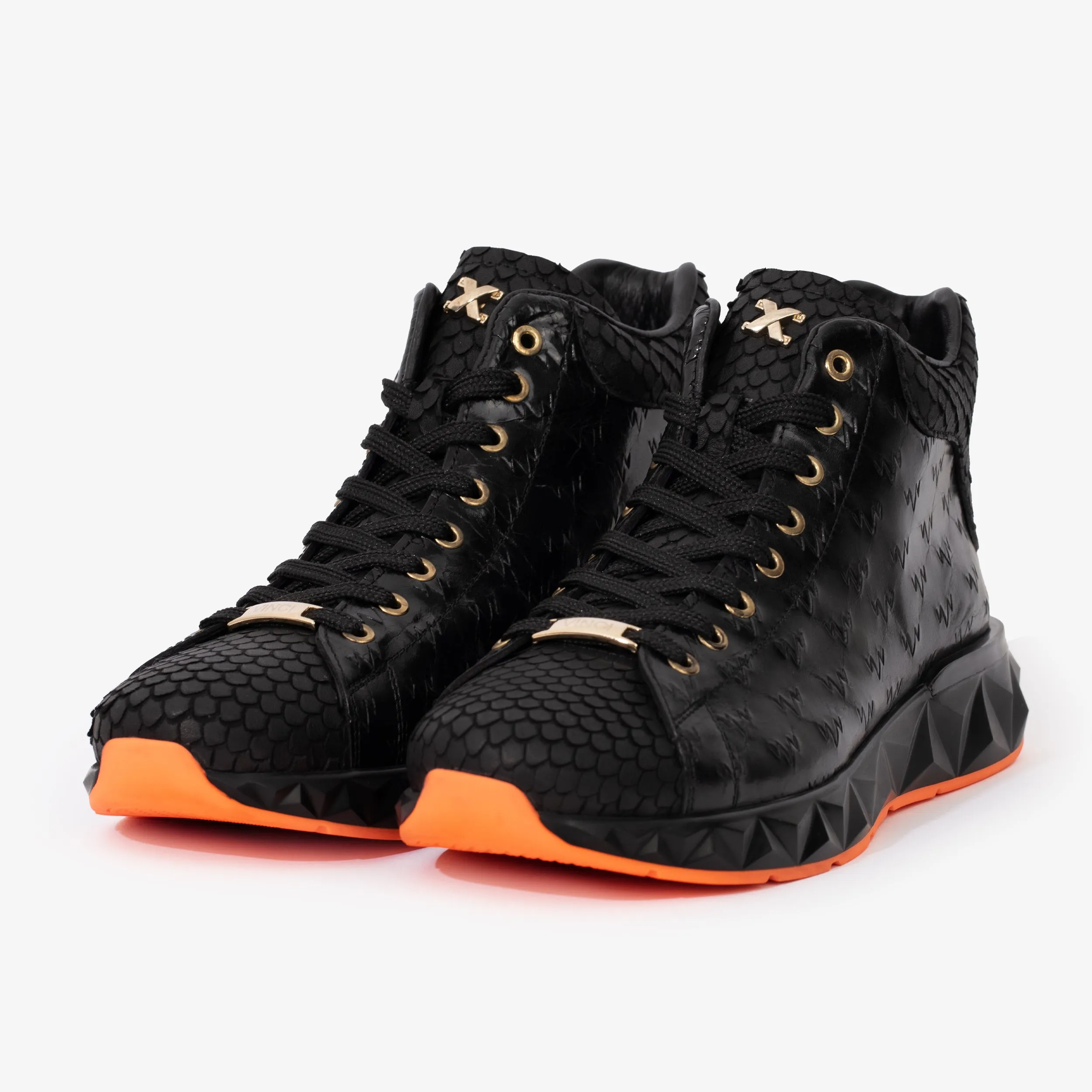 Fashionable The Caesars Black Leather High-Top Men Sneaker