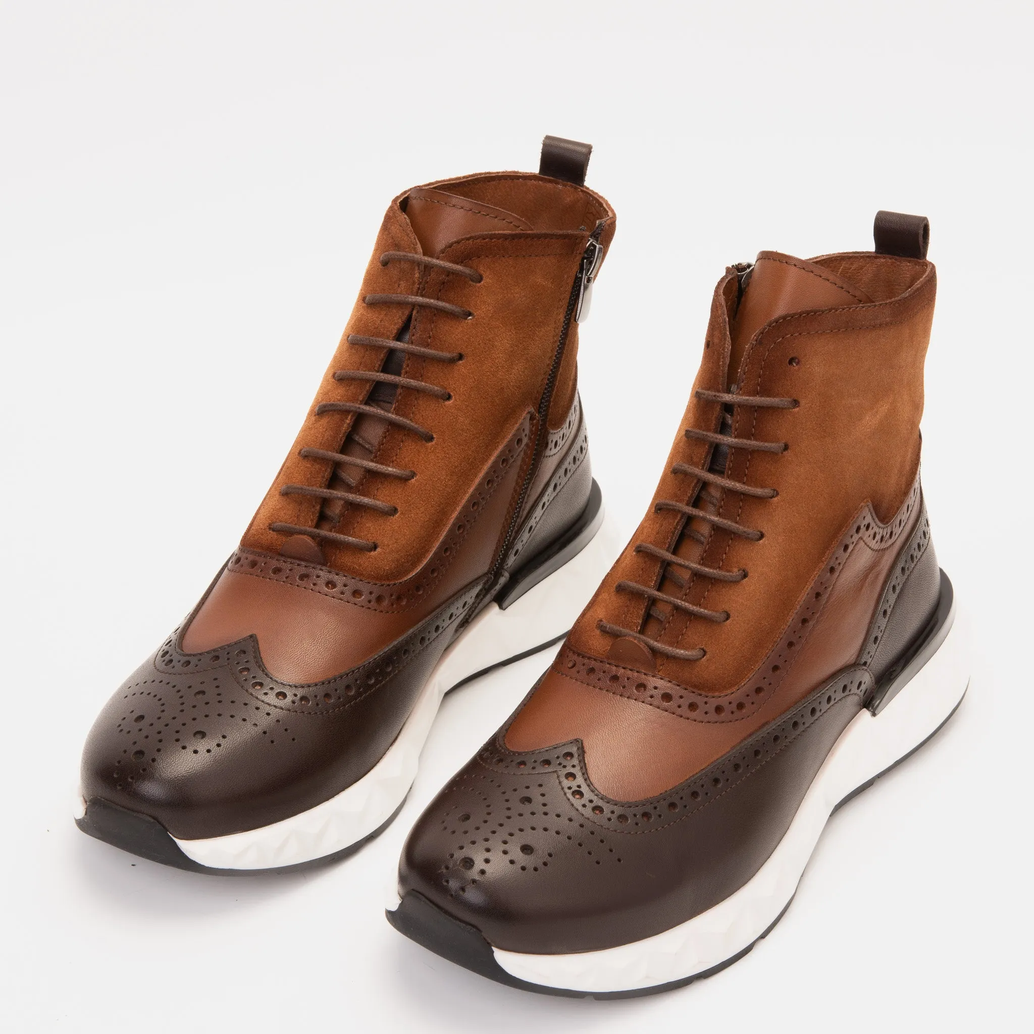 Fast-Pace The Regent Brown Leather Wingtip Brogue Men Casual Boot