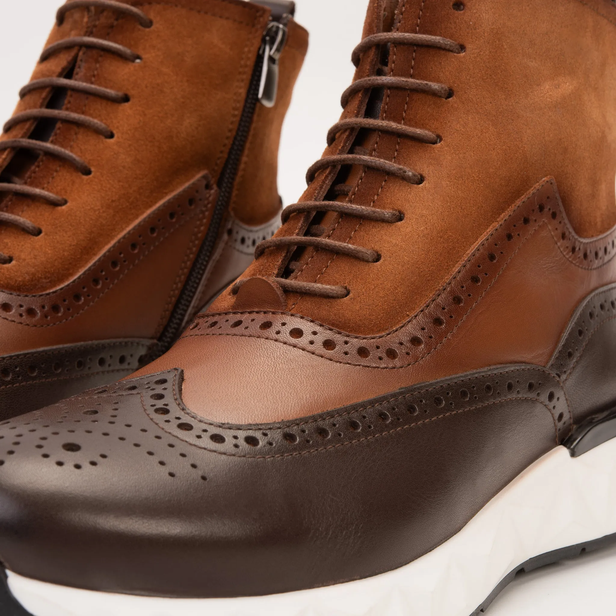 Fast-Pace The Regent Brown Leather Wingtip Brogue Men Casual Boot