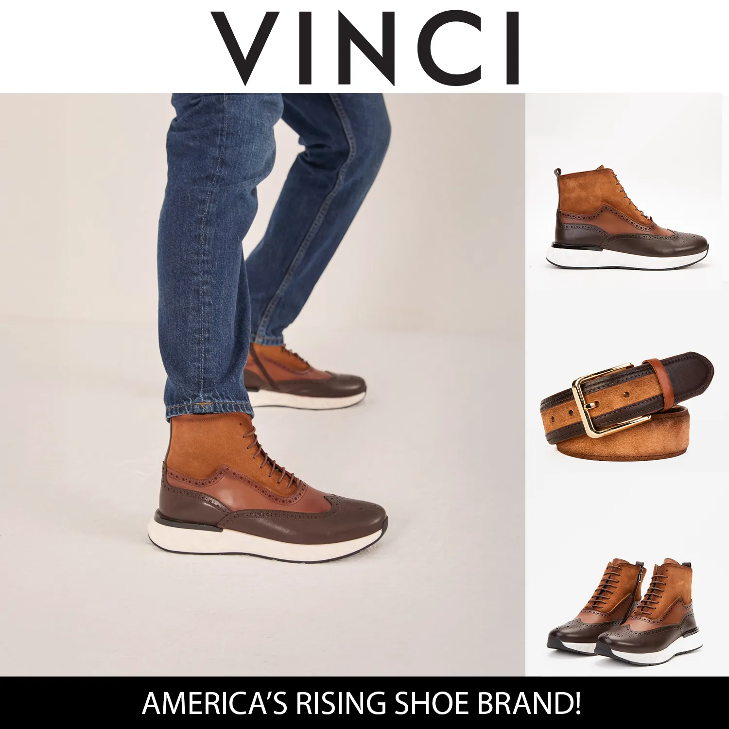 Fast-Pace The Regent Brown Leather Wingtip Brogue Men Casual Boot