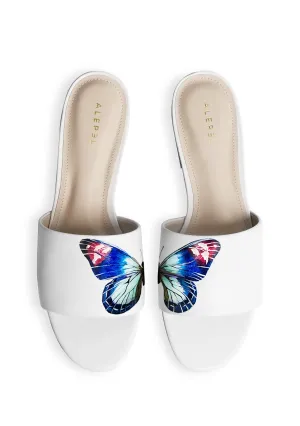 Butterfly Wings White Slide Slip-On Style