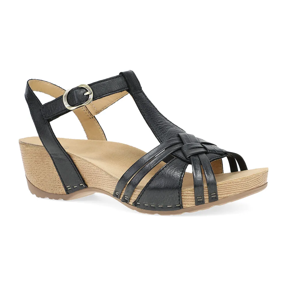 Dansko Tia Womens Shoes Black Milled Burnished