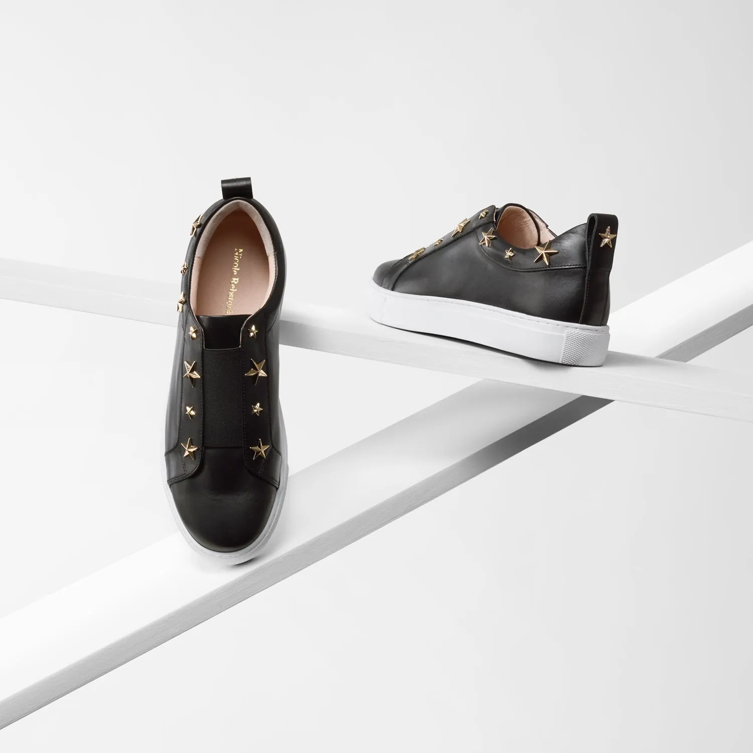 Felix Sneaker | Black leather Light-Up Heels