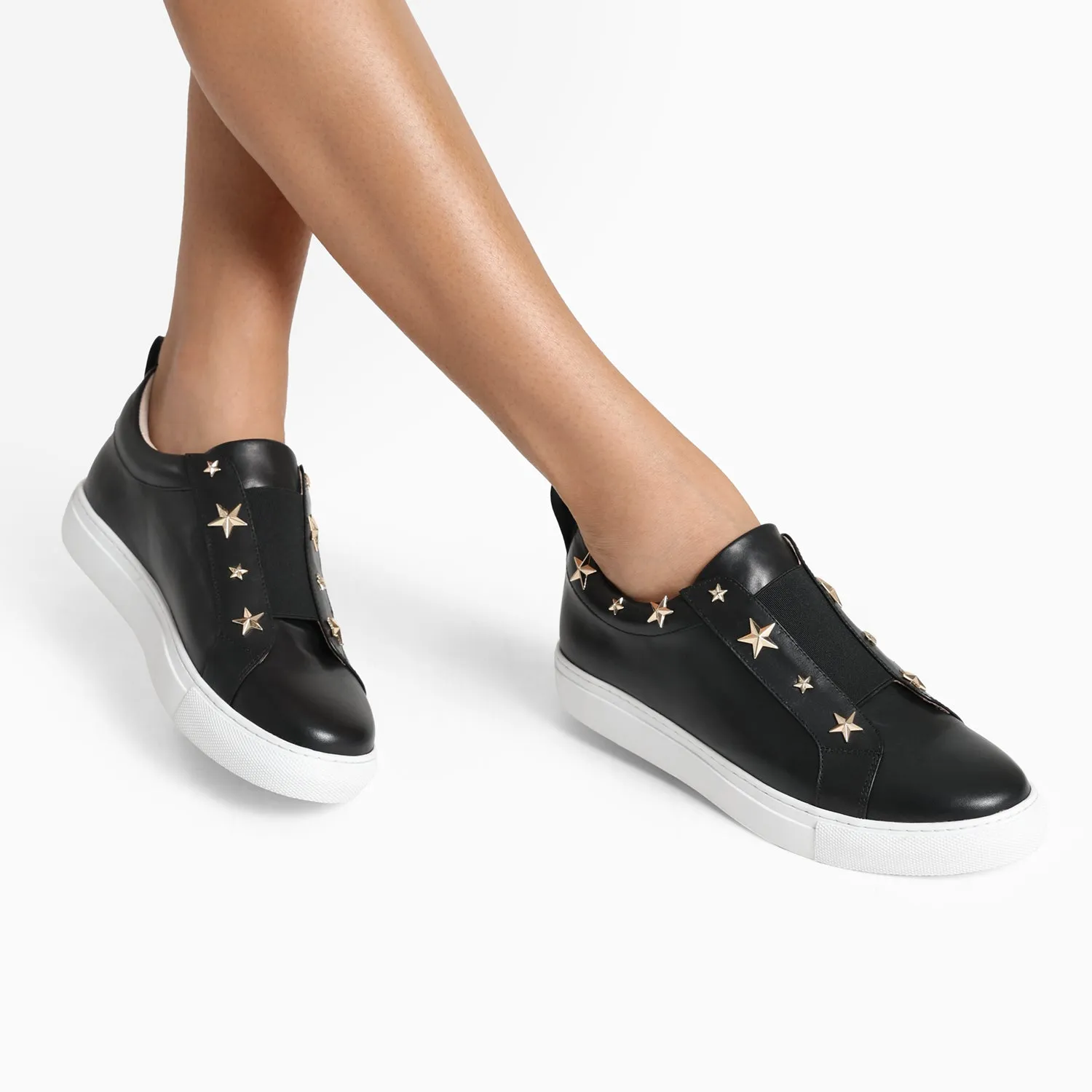Felix Sneaker | Black leather Light-Up Heels