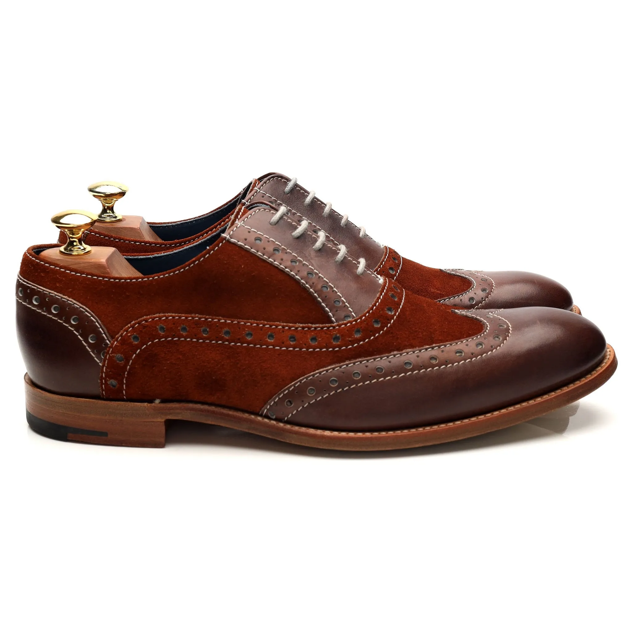 Luxury Comfort 'Grant' Brown Leather Suede Oxford Brogues UK 8 F