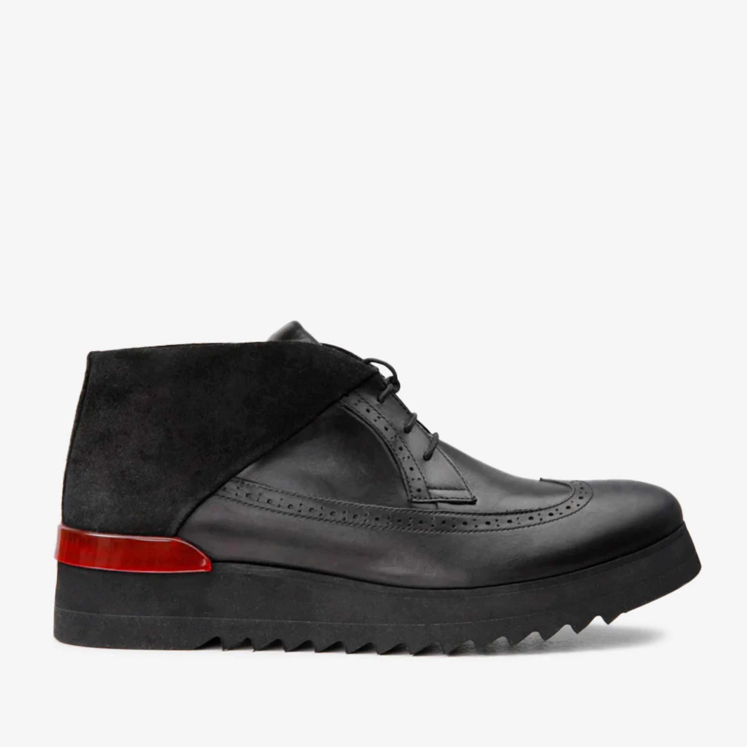 Elastic laces The Kagan Black Wingtip Chukka Men Sneaker Boot