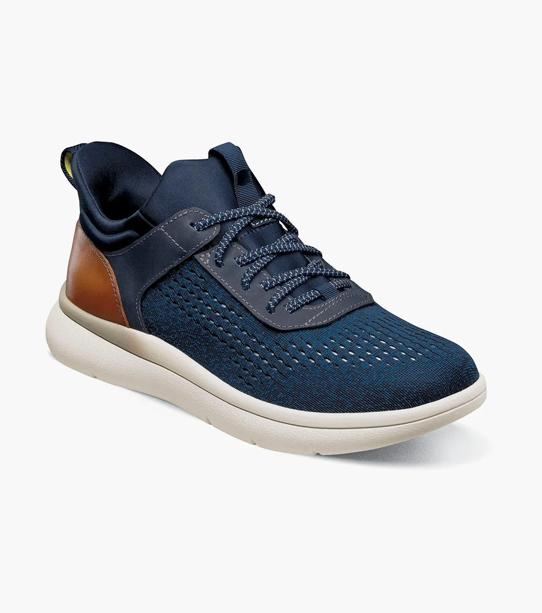 Fleet Knit Elastic Lace Sneaker-Navy | Florsheim Luxury Monk