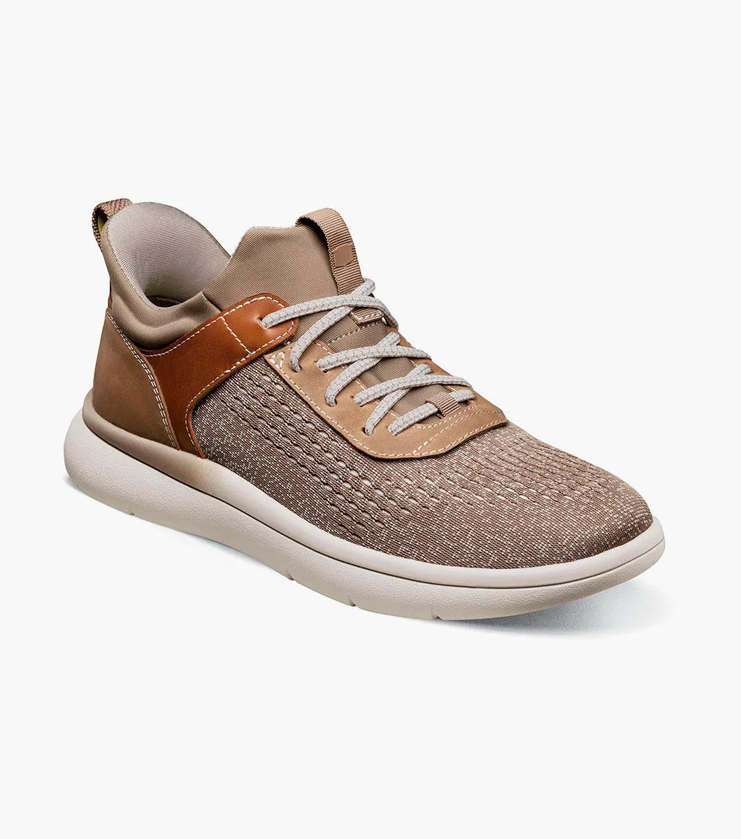 Fleet Knit Elastic Lace Sneaker-Taupe | Florsheim Chic Wingtip