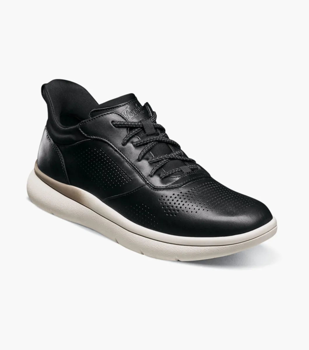 Fleet Perf Toe Elastic Lace Sneaker-Black | Florsheim Luxury Finish