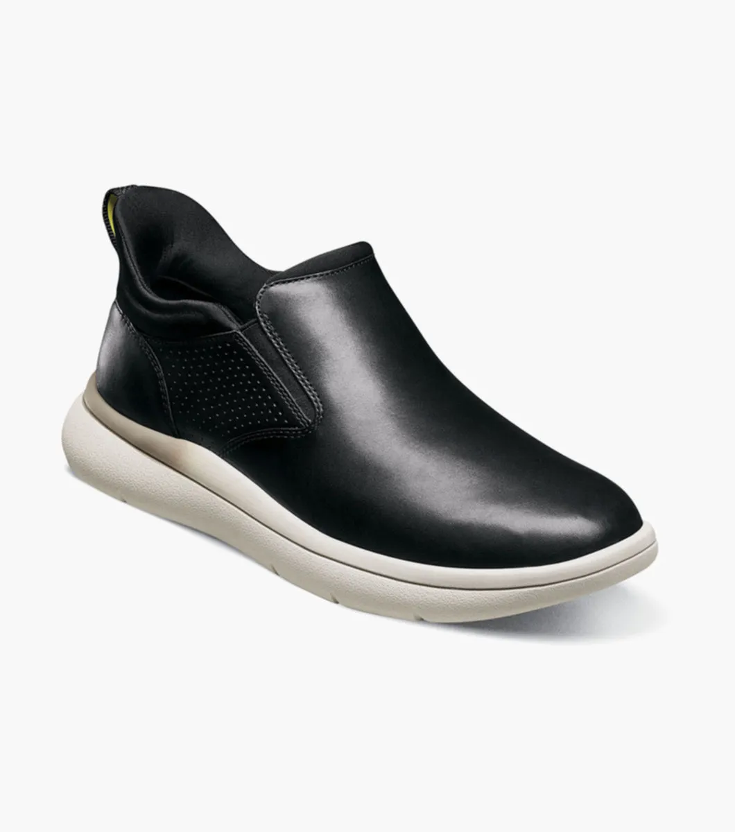 Fleet Plain Toe Slip On Sneaker-Black | Florsheim Modern Design
