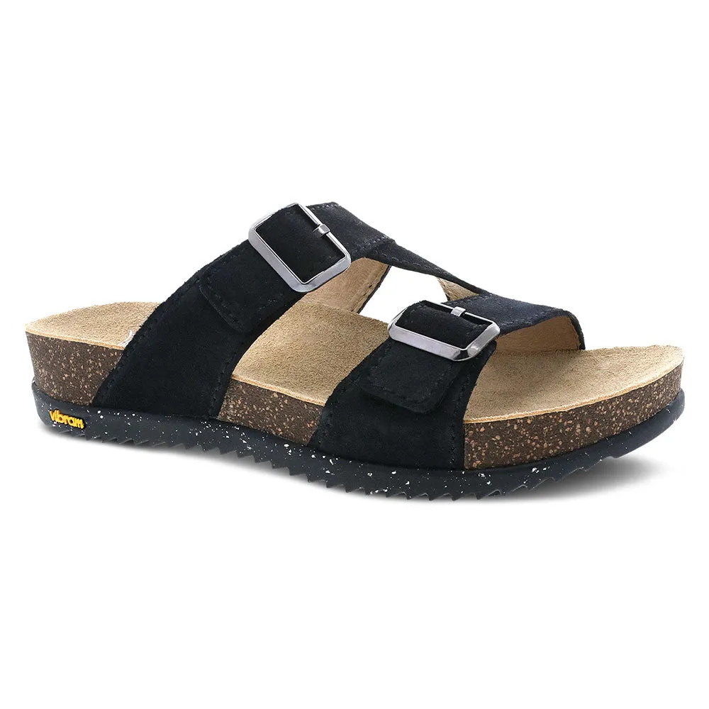 Dansko Dayna Strap Sandal Womens Shoes Black Suede