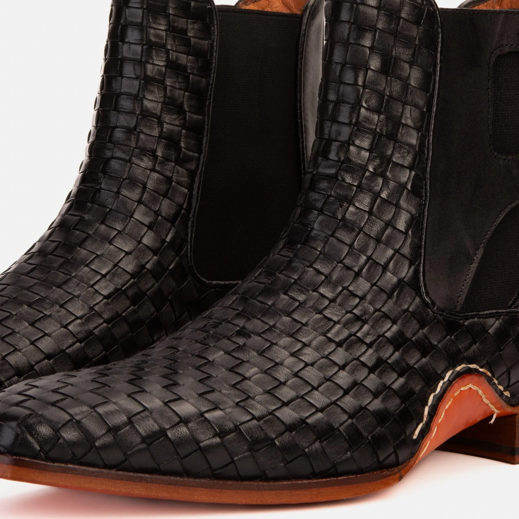 Flexible Outsole The Rolls Boot Woven Black Leather Double Monk Strap Handmade Men Shoe