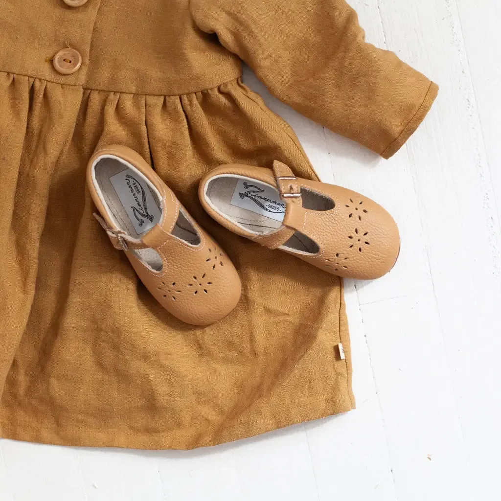 Flora T-Strap - Camel Durable Design