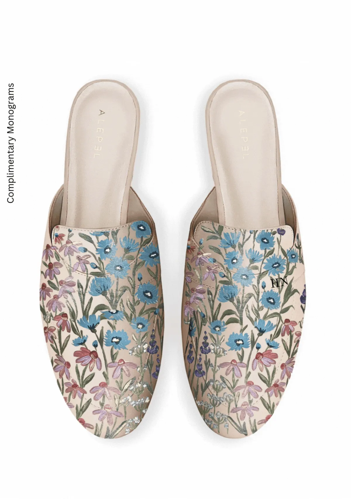 Floral Print Beige Mule Quick Lock Strap Foam