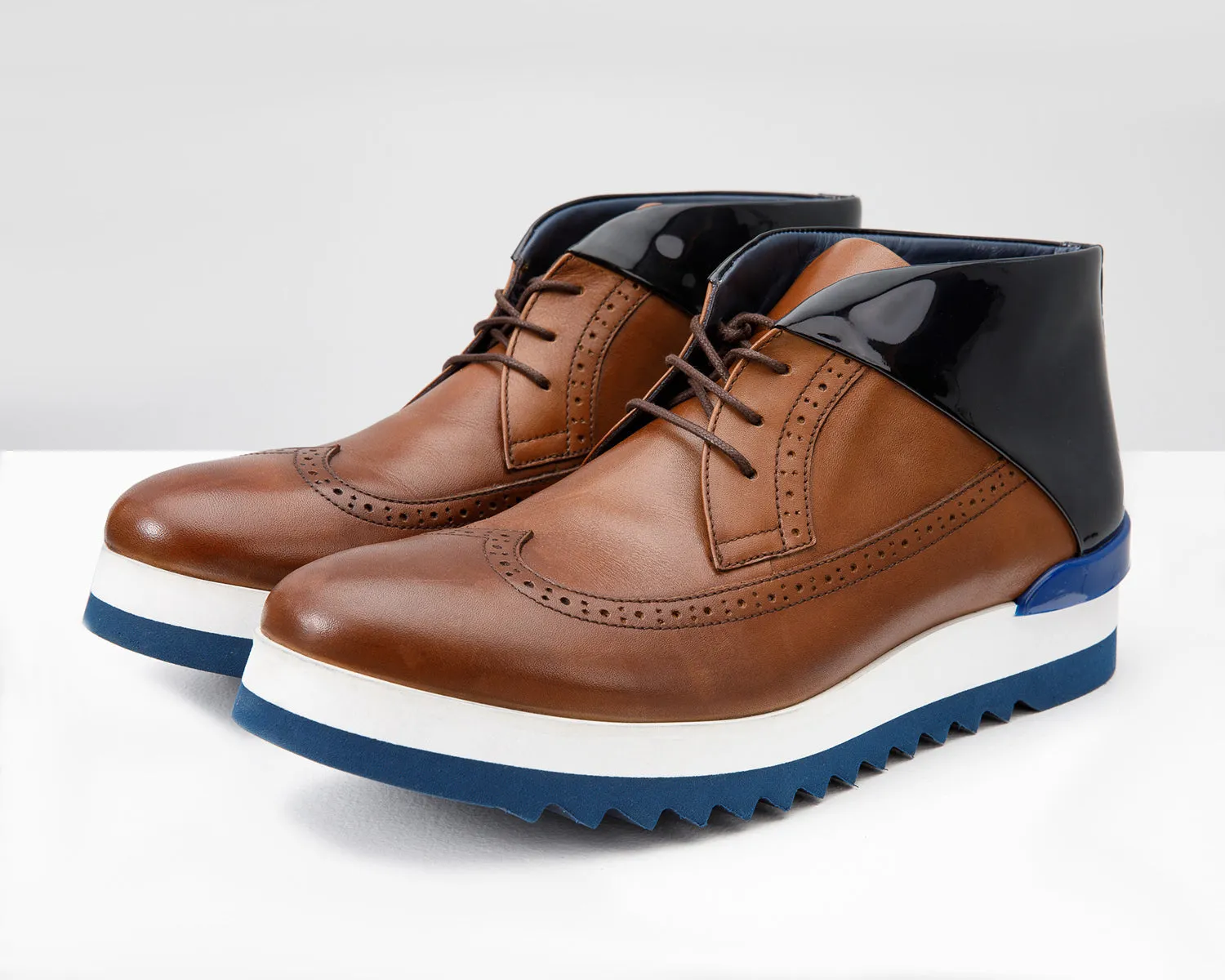 Foil-Finish The Kagan Tan Wingtip Chukka Men Sneaker Boot