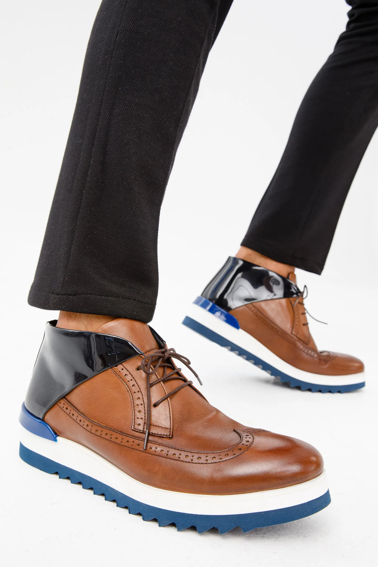 Foil-Finish The Kagan Tan Wingtip Chukka Men Sneaker Boot