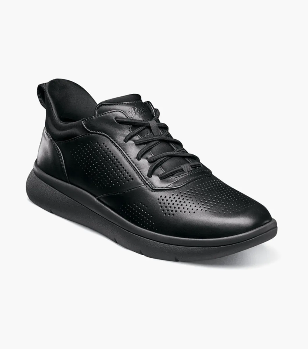 Formal Edge Fleet Perf Toe Elastic Lace Sneaker-Black Smooth | Florsheim