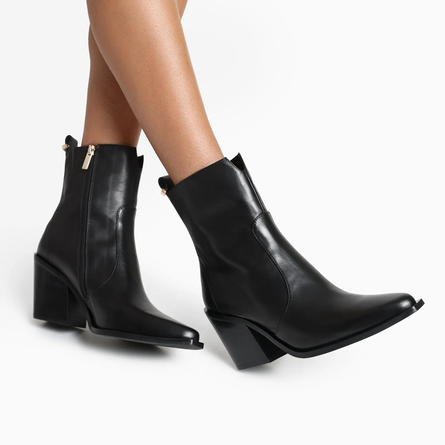 Franklin Ankle Boot | Black leather Bridal Stilettos