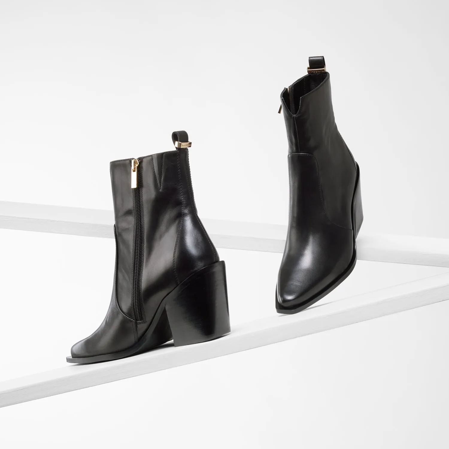 Franklin Ankle Boot | Black leather Bridal Stilettos