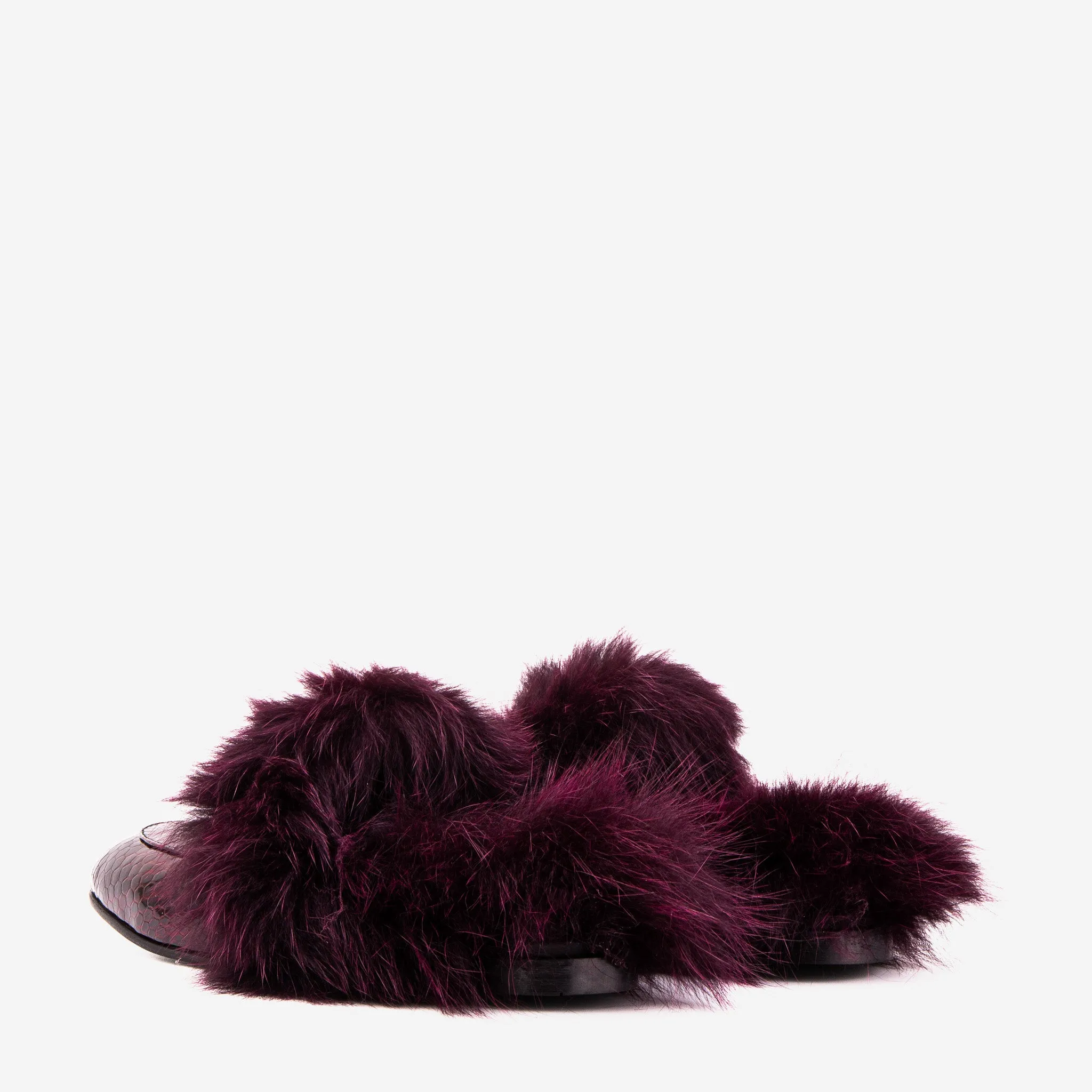 Fresh Comfort The Izmir Burgundy  Patent Leather Natural Fur Women Slipper