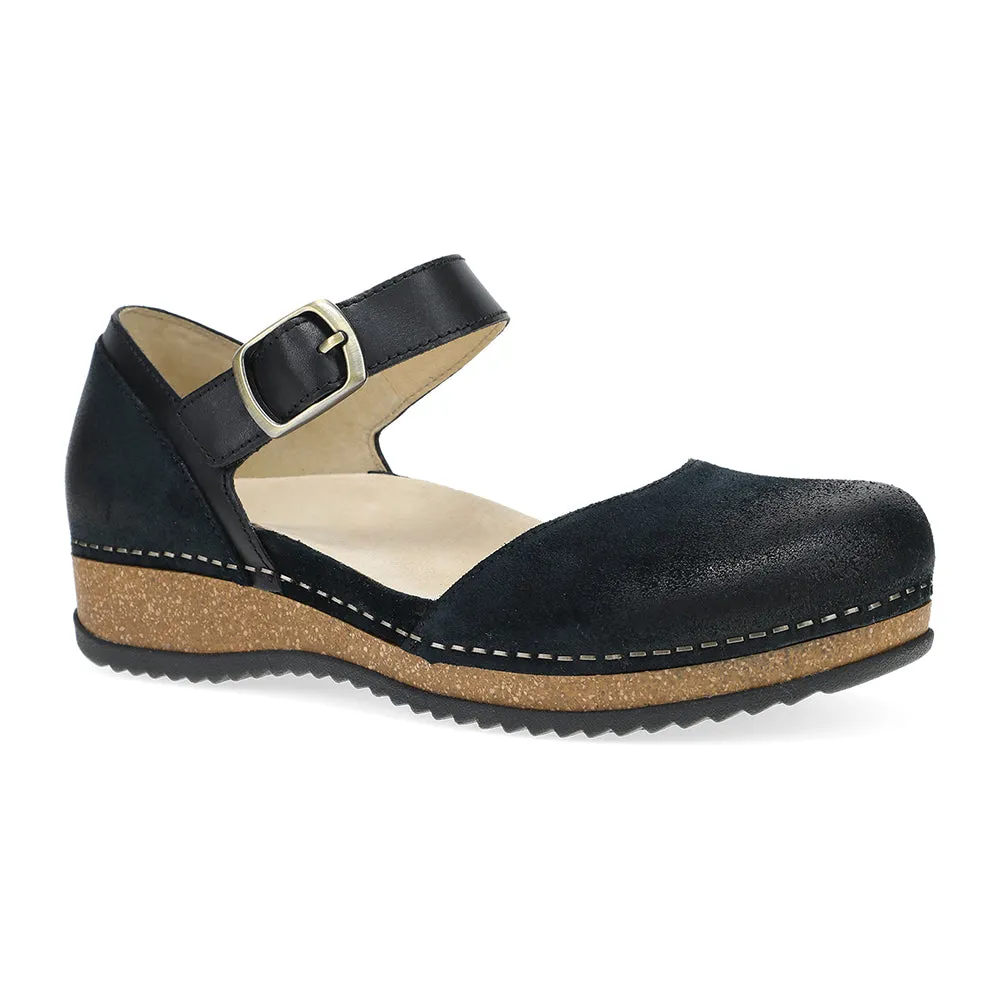 Dansko Mae Womens Shoes Black Burnished Suede