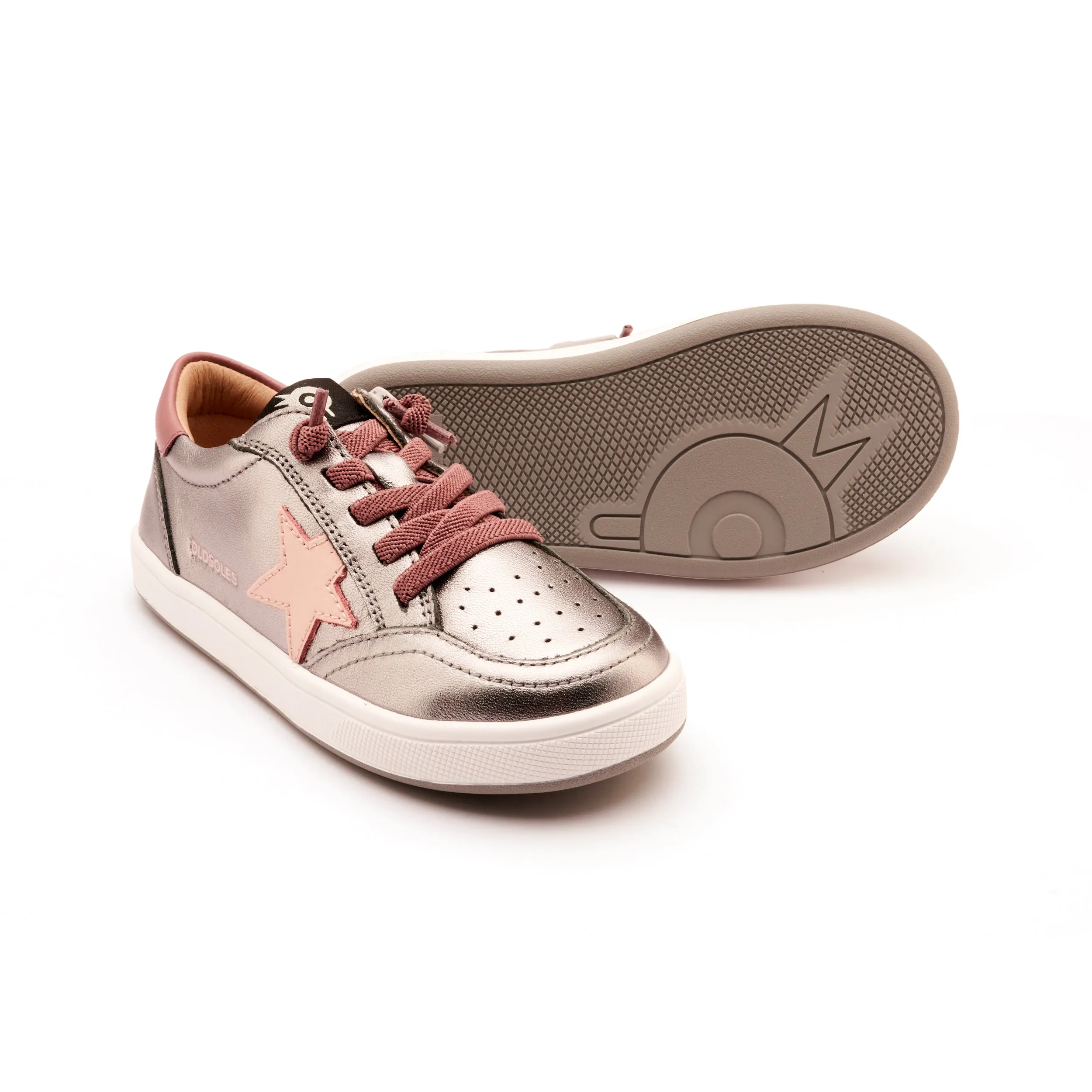 Fun Kids Old Soles Girl's Platinum Runner Casual Shoes - Rich Silver / Malva / Powder Pink