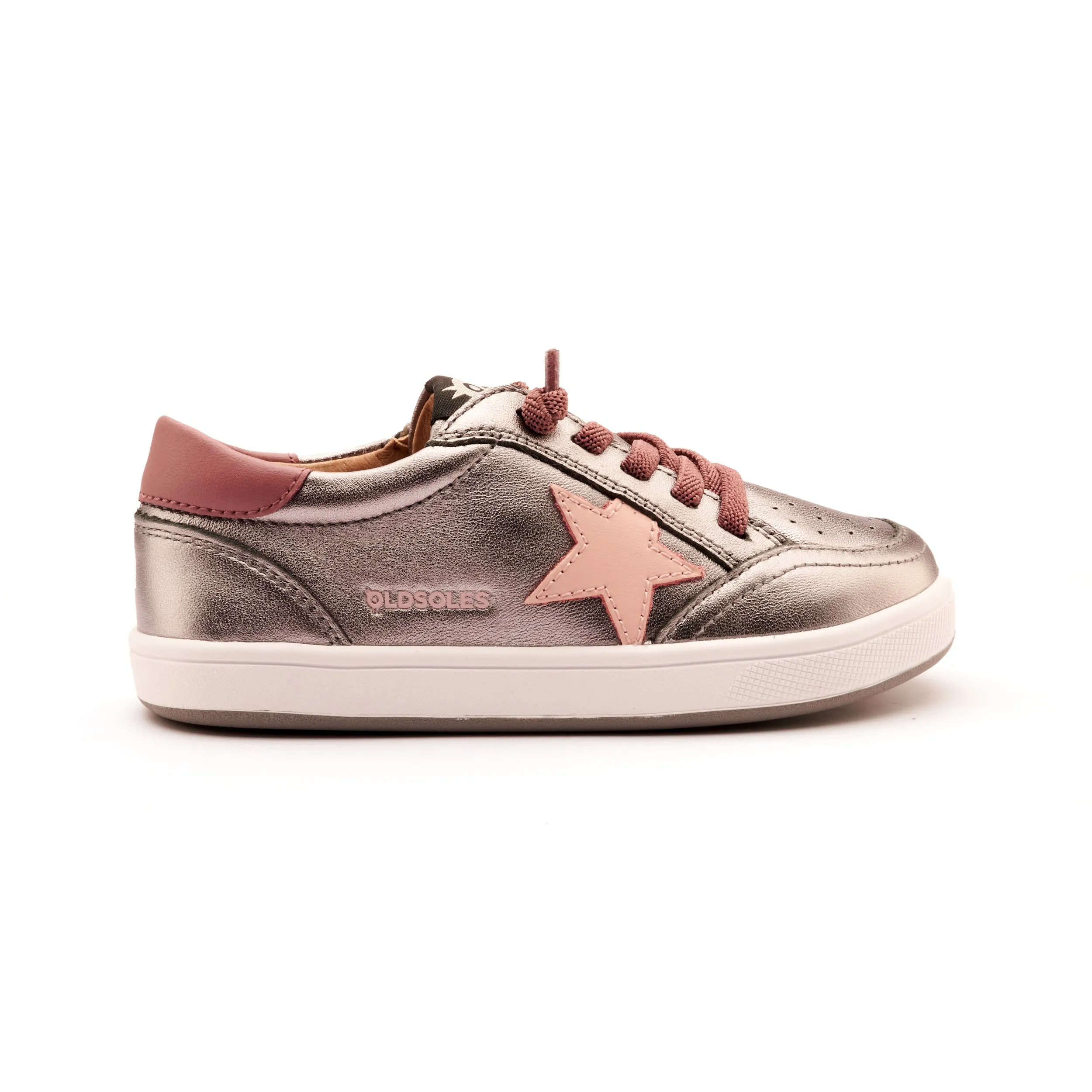 Fun Kids Old Soles Girl's Platinum Runner Casual Shoes - Rich Silver / Malva / Powder Pink