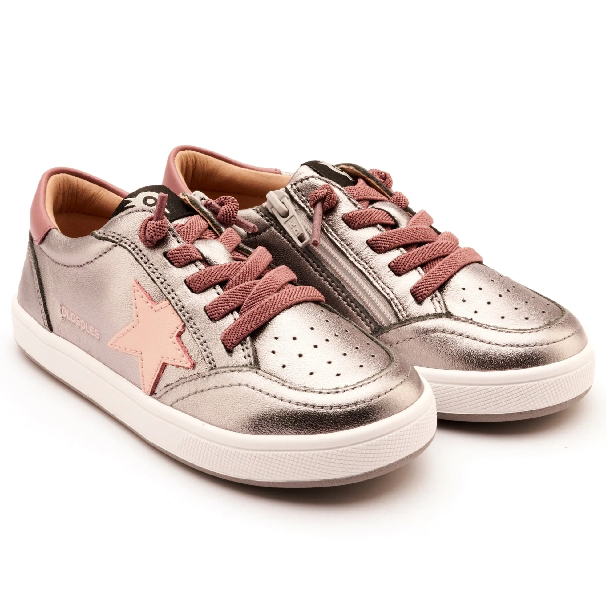 Fun Kids Old Soles Girl's Platinum Runner Casual Shoes - Rich Silver / Malva / Powder Pink