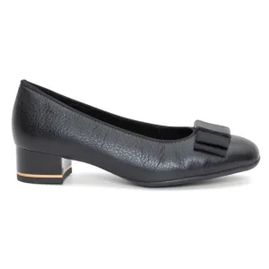 Power Step Garnet Women's Bow Block Heel Pump 35mm - Black