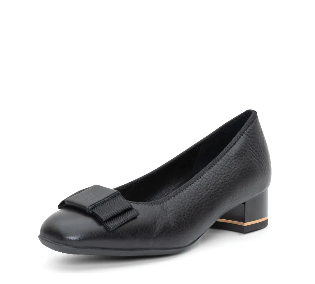 Garnet Women's Bow Block Heel Pump 35mm - Black Classic Boots