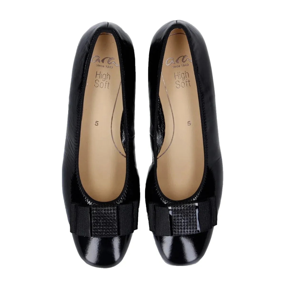 Garnet Women's Bow Block Heel Pump 35mm - Black Patent Work Pointed-Toe