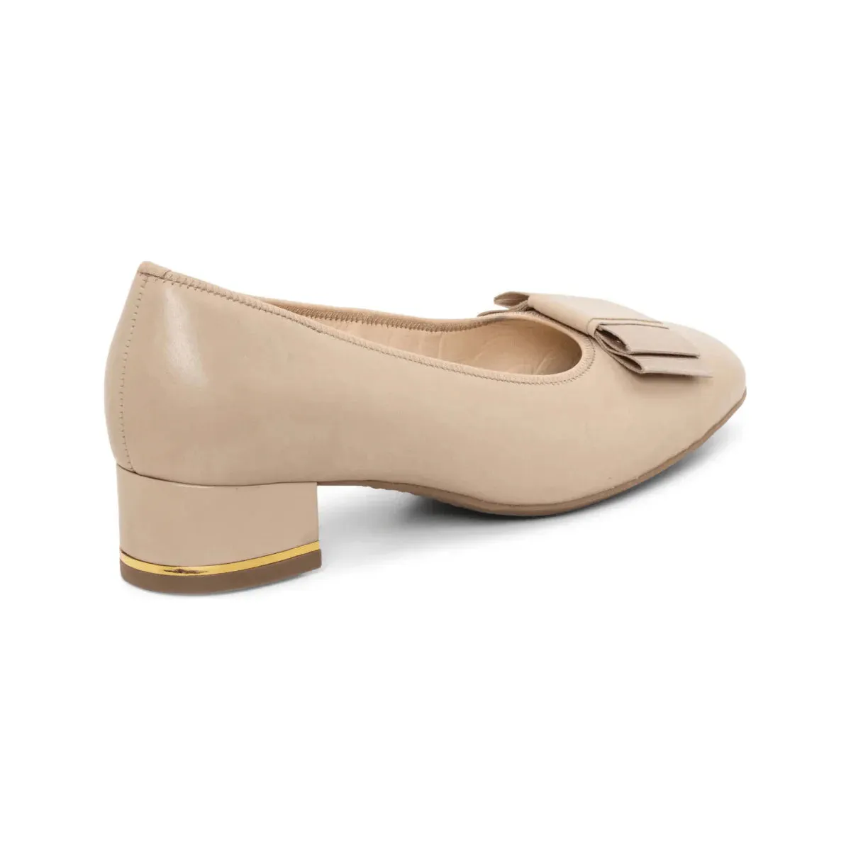 Garnet Women's Bow Block Heel Pump 35mm - Sand Distinct Form