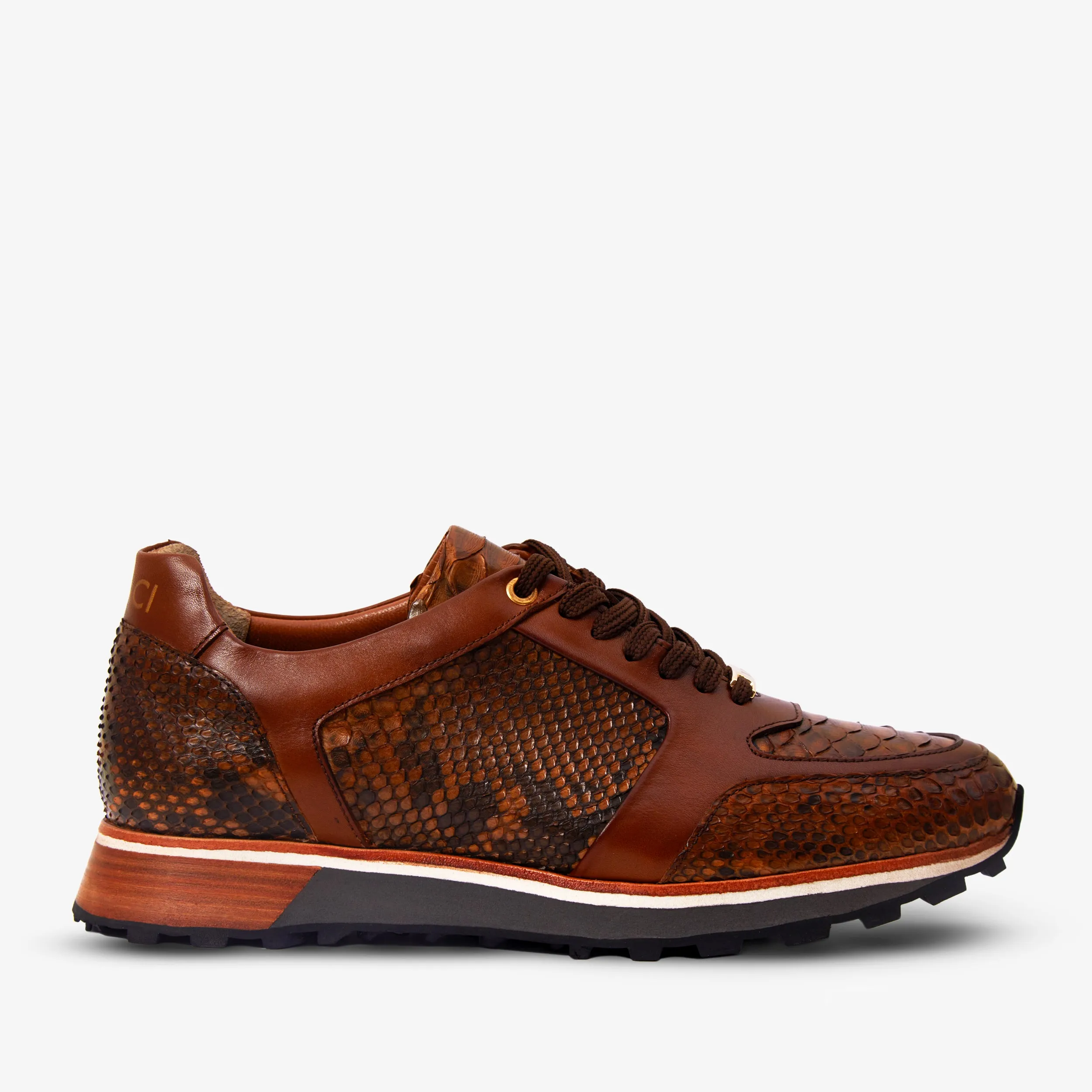 The Boss Pyth Snk Skin Tan Men Sneaker heel cup