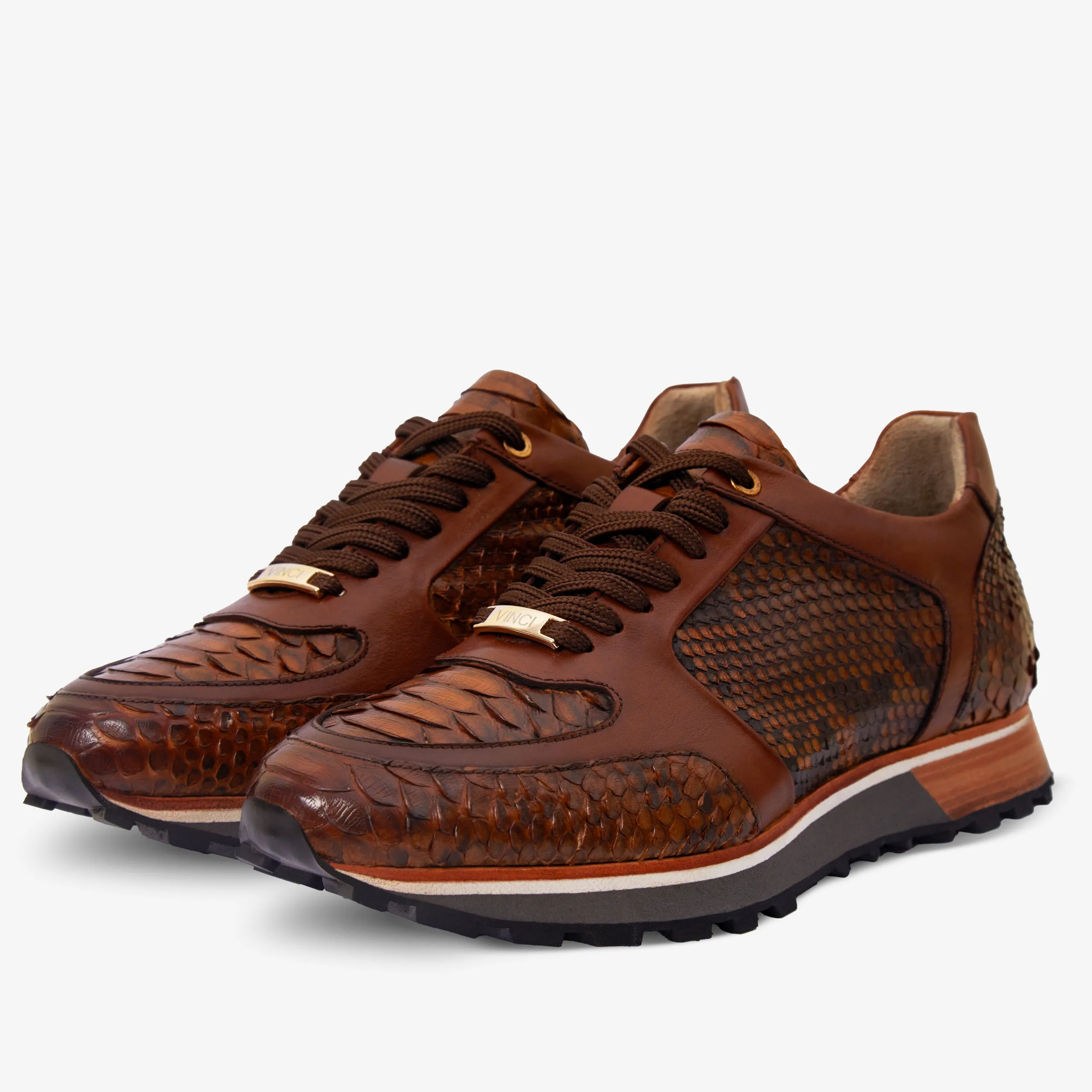 Glass-Core The Boss Pyth Snk Skin Tan Men Sneaker