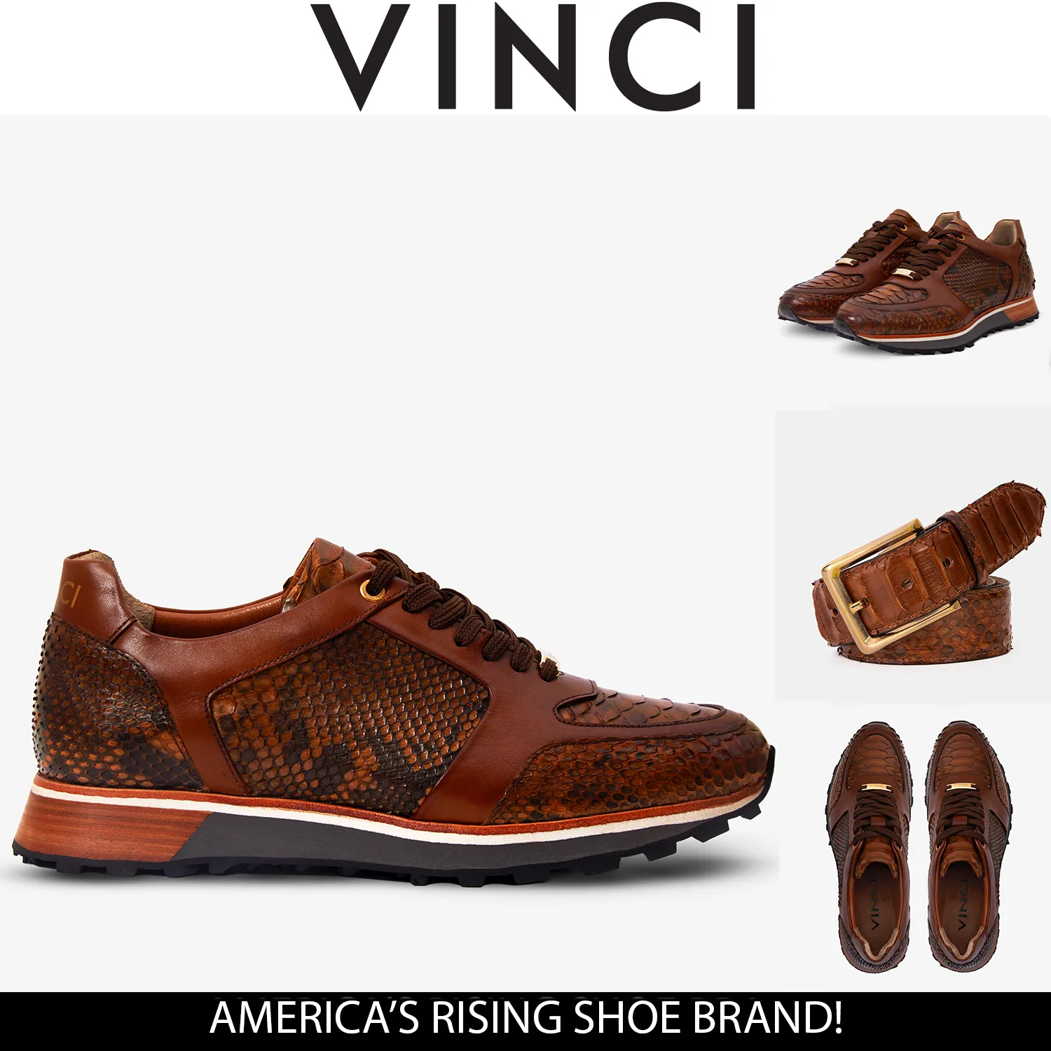 Glass-Core The Boss Pyth Snk Skin Tan Men Sneaker